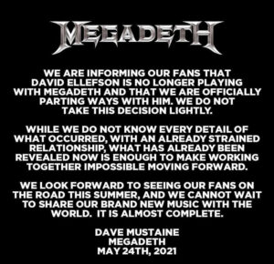Comunicado del grupo Megadeth