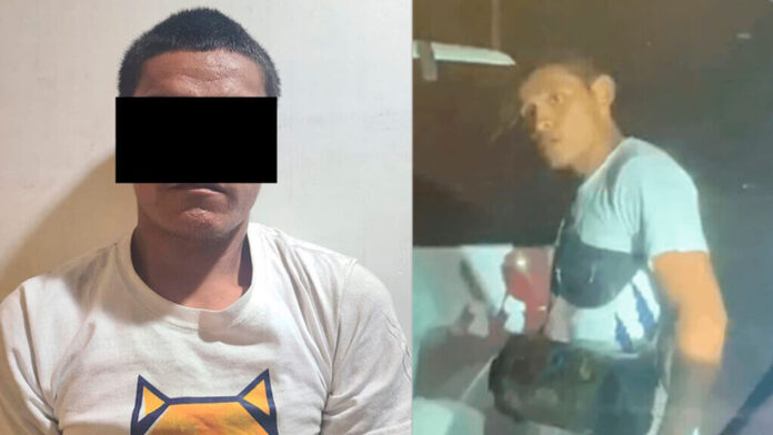 Detienen a hombre que aventó piedras a un auto en la garita