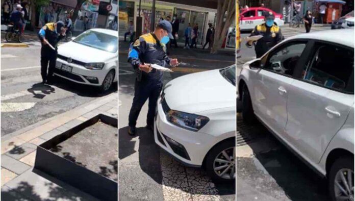 Automovilista se resiste a recibir una multa