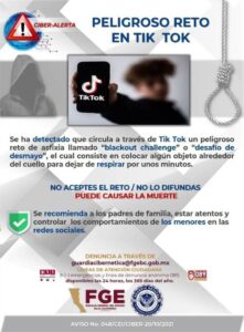 Alerta por reto de TikTok