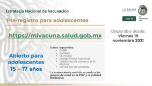 Vacunación de 15 a 17 años en Baja California