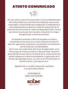Comunicado Instituto Kolbe