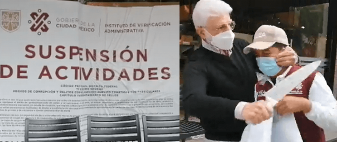 Papá de alcalde amenaza con cuchillo a inspector del gobierno