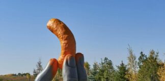 Instalan monumento al Cheeto en Canadá con polvito en los dedos. Instalan monumento al Cheeto en Canadá con polvito en los dedos