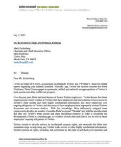 Documento legal enviado a Mark Zuckerberg