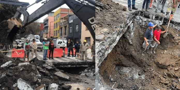 Se abre socavón de cuatro metros en la Ciudad de México