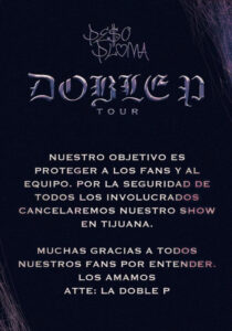 Comunicado de la cancelación del concierto de Peso Pluma en Tijuana