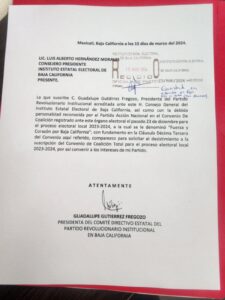 Documento sobre la separación entre el PRI y el PAN