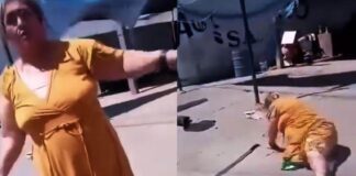 VIDEO: Mujer amenazó con machete a trabajadores de la CFE. Mujer amenaza con machete a trabajadores de CFE