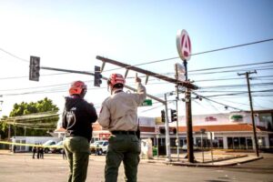 Cayeron 7 postes en bulevar Benítez de Tijuana