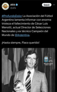 Muere el famoso argentino César Luis Menotti al que en México se le quería tanto.