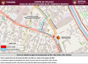 Cerrarán por obra la incorporación del bulevar Díaz Ordaz al Benítez en Tijuana