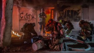 Bomberos de noche en Tijuana