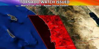 Emiten alerta de tornado para el sur de California y norte de Baja California.