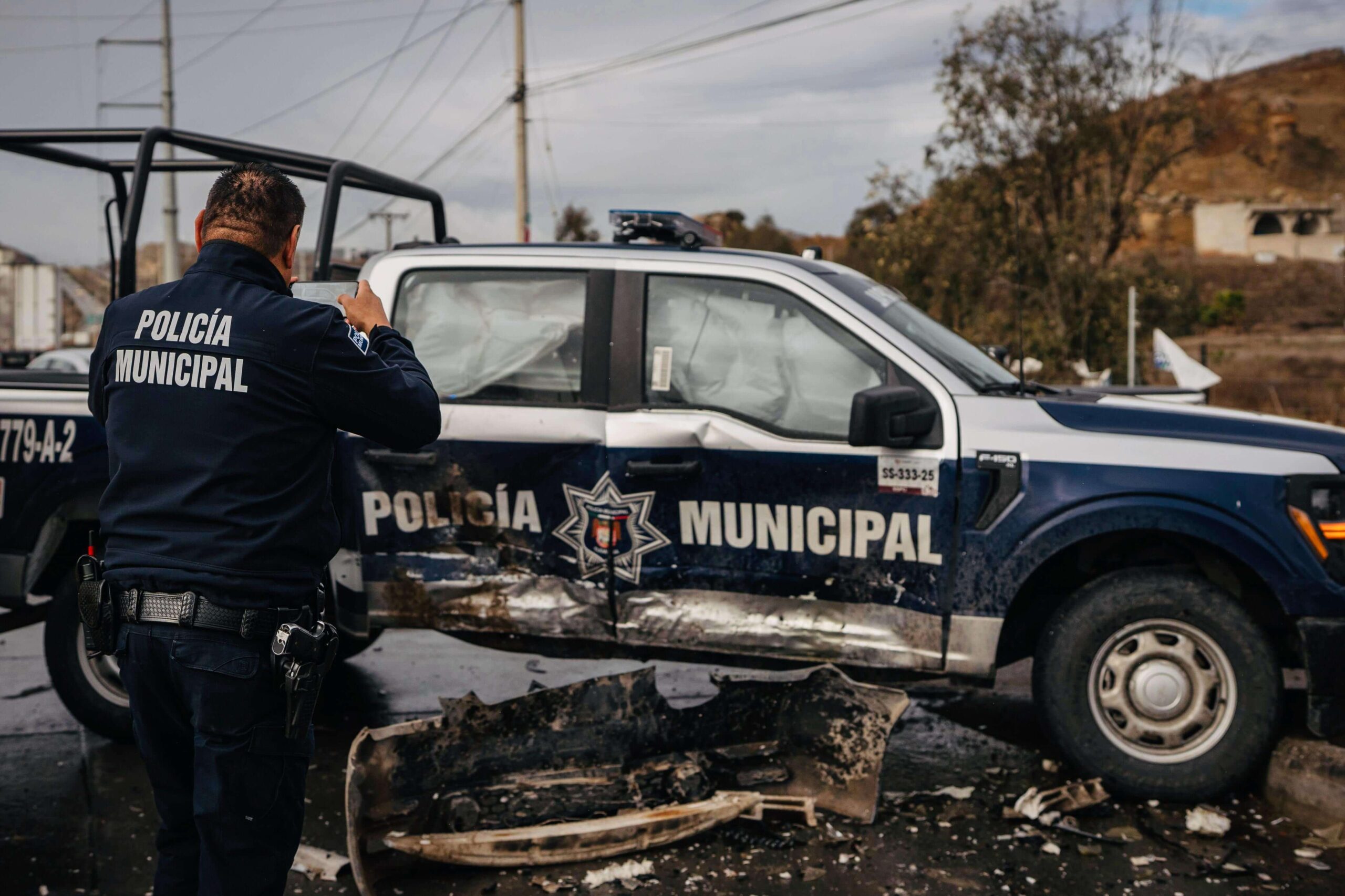 Patrulla chocada en Tijuana