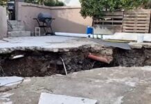 Deslizamiento en la calle Literatos alcanza cableado eléctrico en Tijuana.