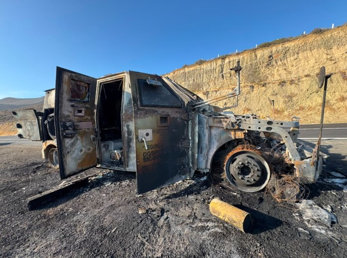 Incendio camión de valores