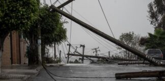 Caída de cuatro postes en Monte San Antonio deja sin luz y cierra vialidad tras lluvias.